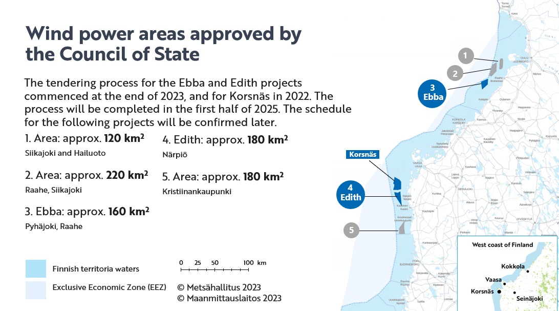 Wind power areas approved by the council of state